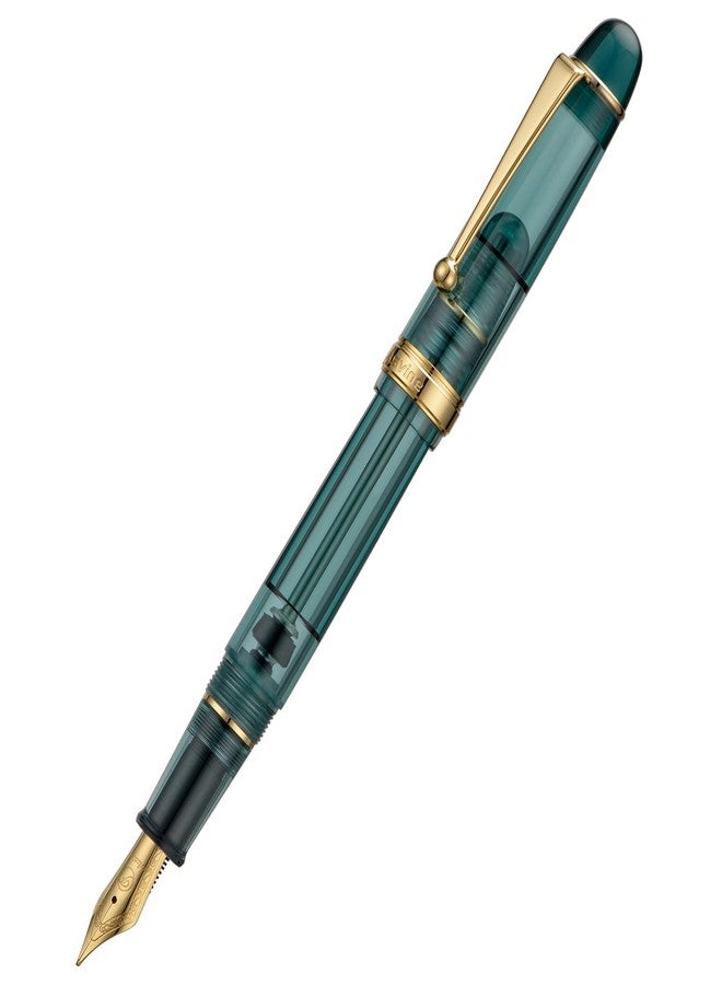 Asvine V126 Vacuum Filling Fountain Pen Gold Plated Fine Point, Transparent Teal Acrylic Pen Gift Case - Image 3